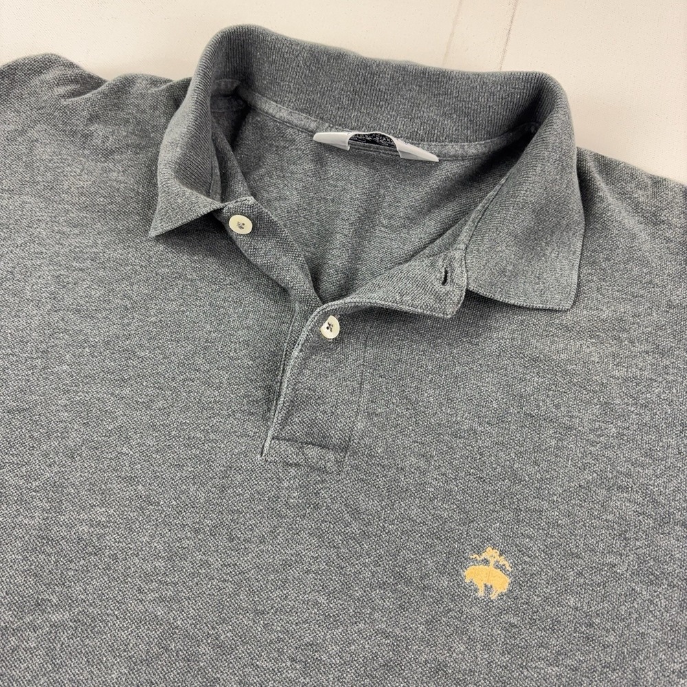 Vintage Brooks Brothers Golden Fleece Polo Shirt Mens M Gray Cotton Short Sleeve